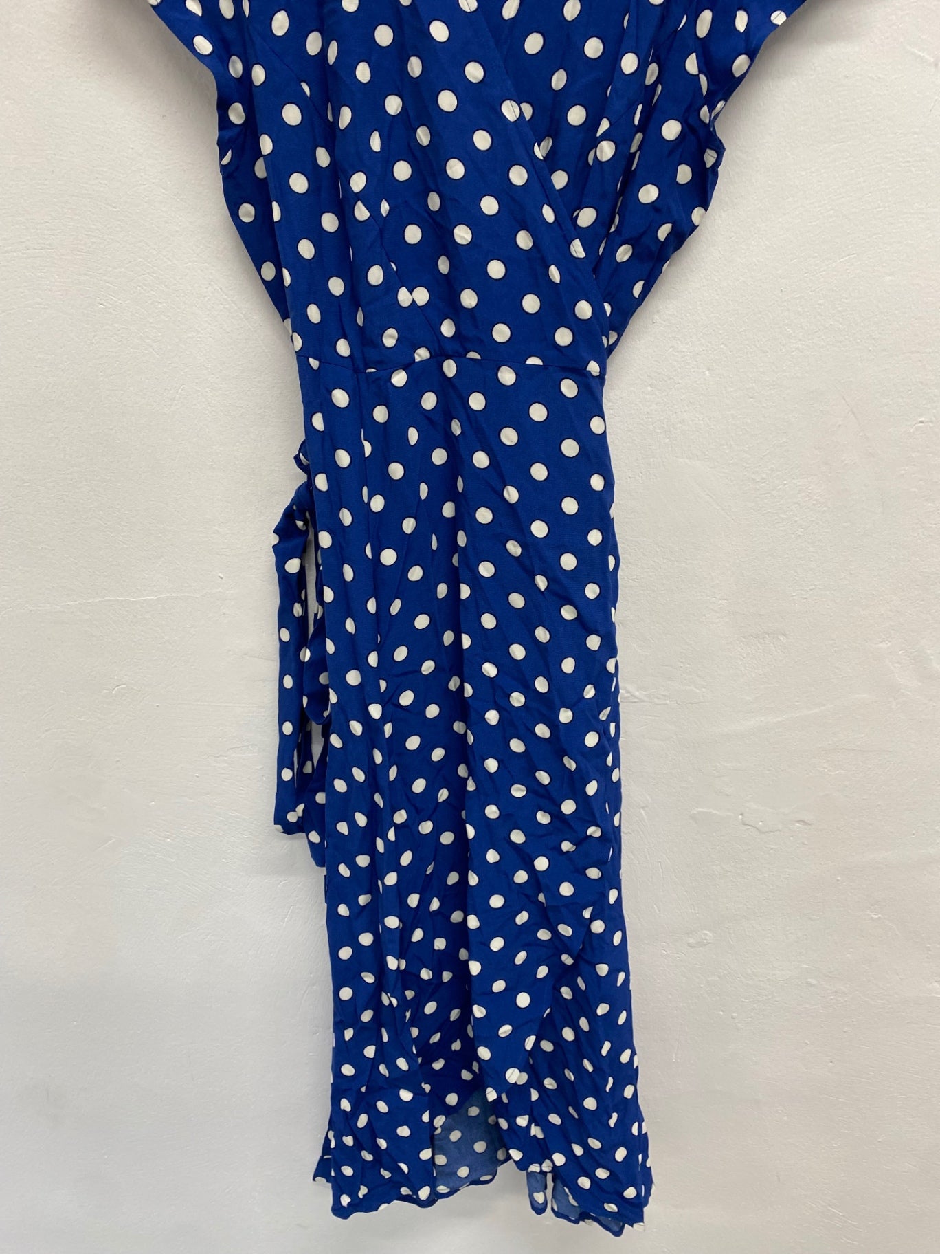 Fabulous Boden Antonia Dress UK 22 Blue polka wrap CC001