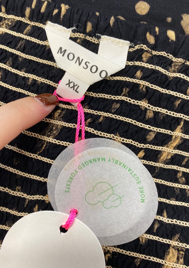 Fabulous Monsoon Jumpsuit UK XXL Black and Gold pattern CC001