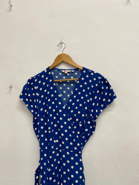 Fabulous Boden Antonia Dress UK 22 Blue polka wrap CC001