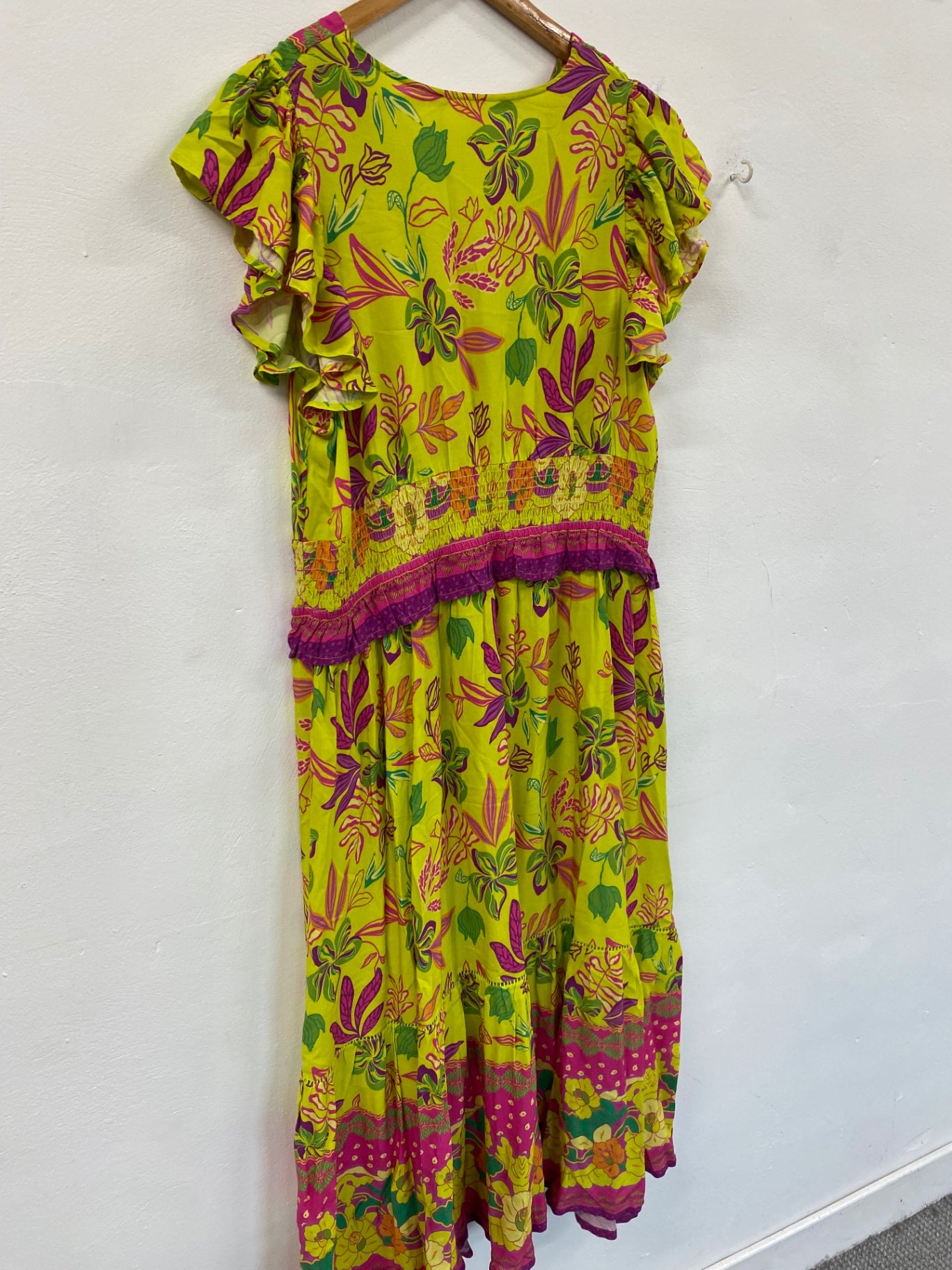 Fabulous Monsoon beach tropical romantic Dress UK22 Yellow CC001