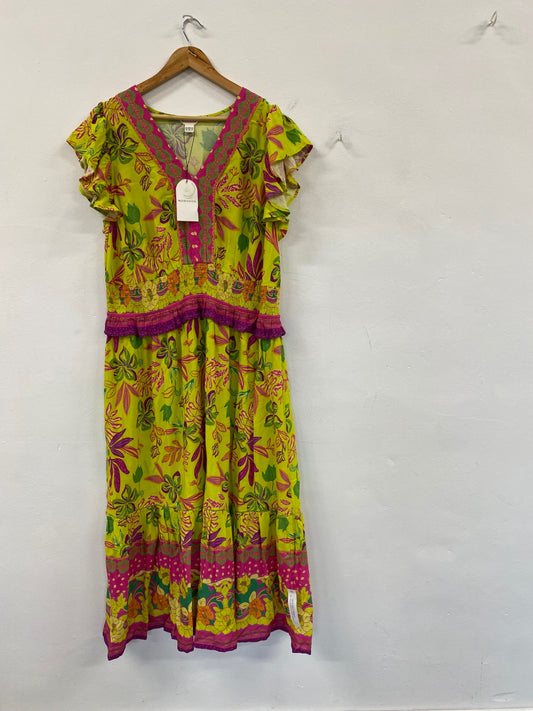 Fabulous Monsoon beach tropical romantic Dress UK22 Yellow CC001