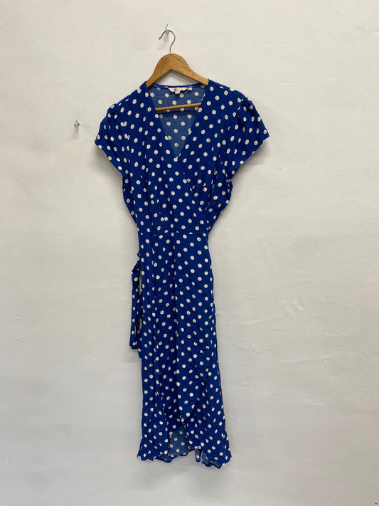 Fabulous Boden Antonia Dress UK 22 Blue polka wrap CC001