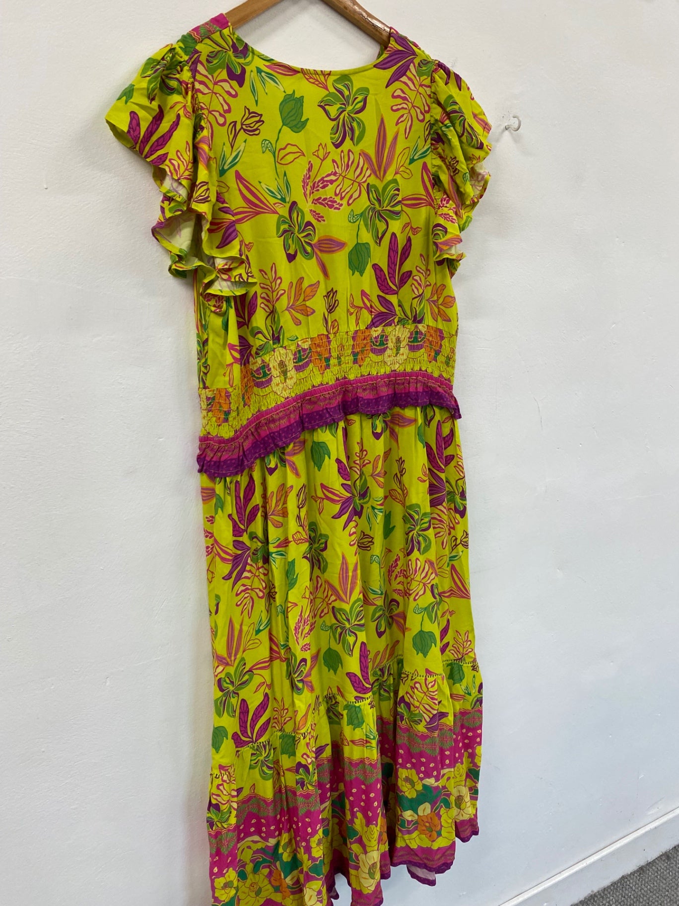 Fabulous Monsoon beach tropical romantic Dress UK22 Yellow CC001