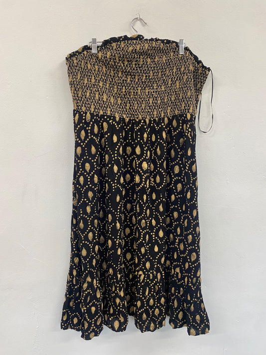 Fabulous Monsoon Beach romantic flirty Dress XXL Black & Gold CC001