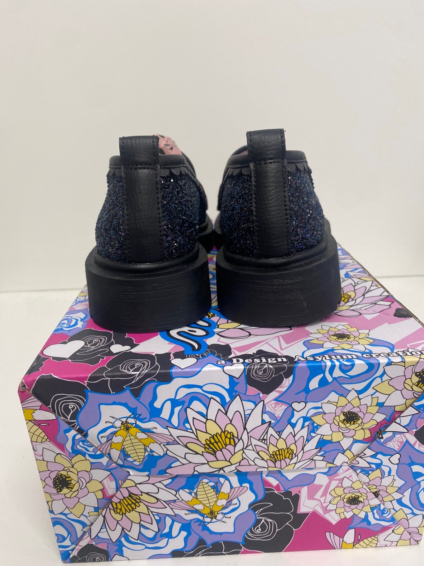 Fabulous Irregular Choice Loafers UK4 Black Glitter CC001