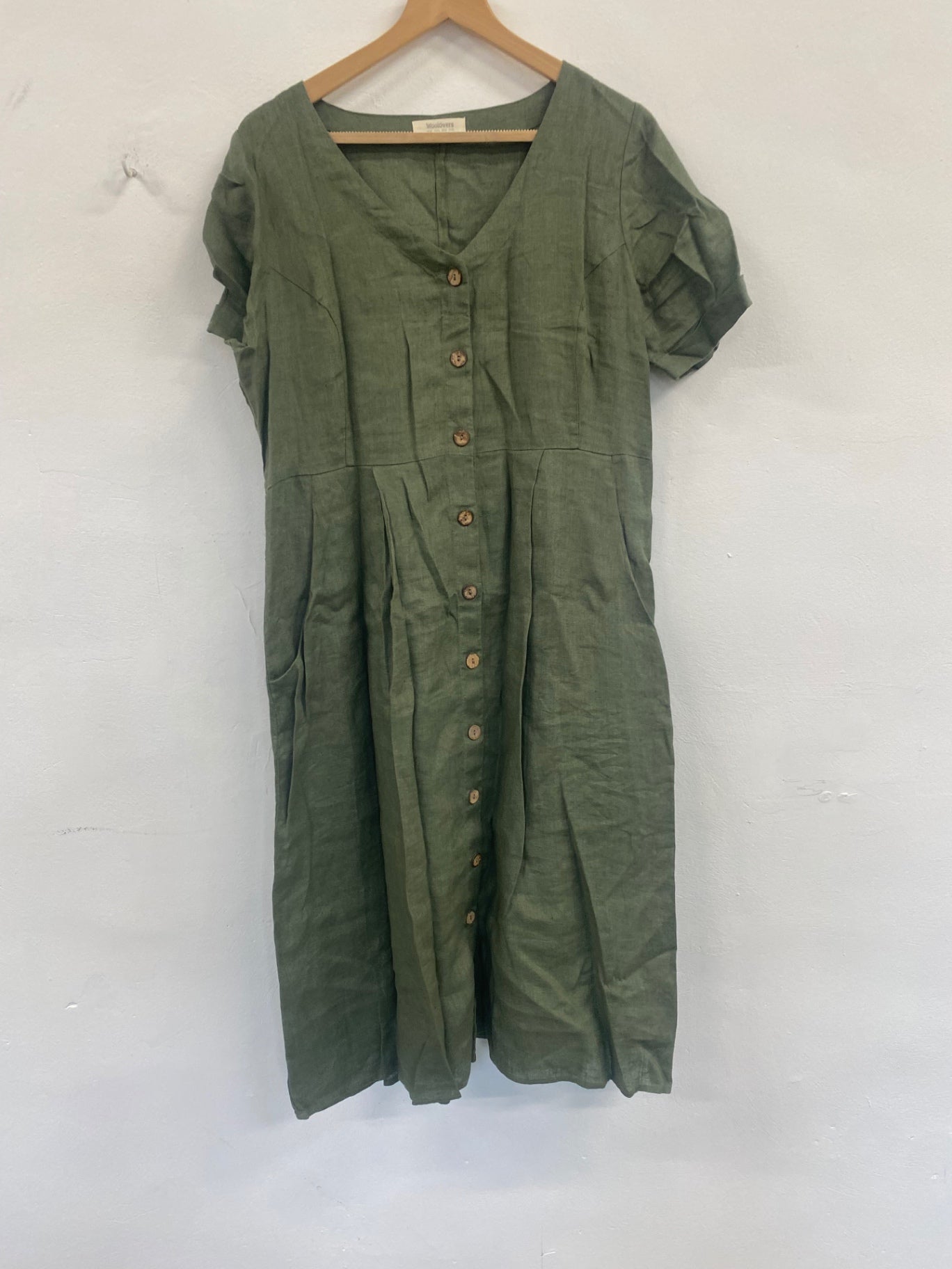 Fabulous Woollovers Linen Lidaxi shirt Dress Uk16 Khaki SM467