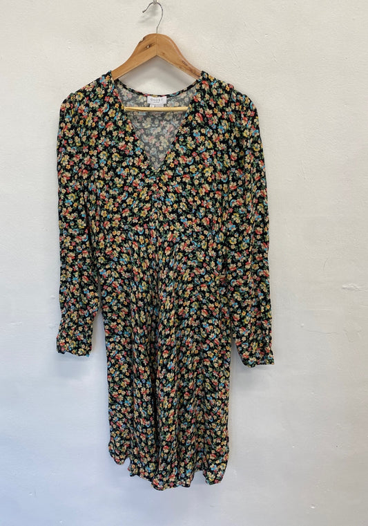 Fabulous GHOST Dress UK L Black yellow floral EP468