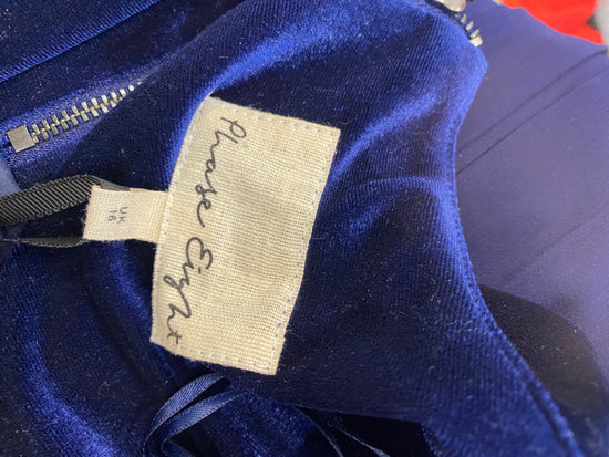 Fabulous Phase Eight pleated back Dress Uk16 Midnight Blue EP468