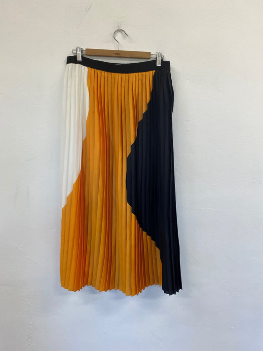 Fabulous Jigsaw pleated midi Skirt Uk14 amber & blue stunning GM143