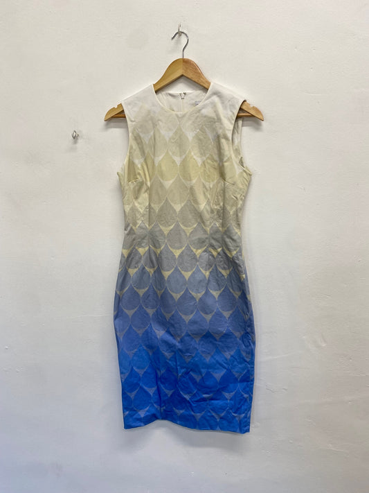 Fabulous Jonathan Saunders Dress UK 14 Blue cream geometric GM143