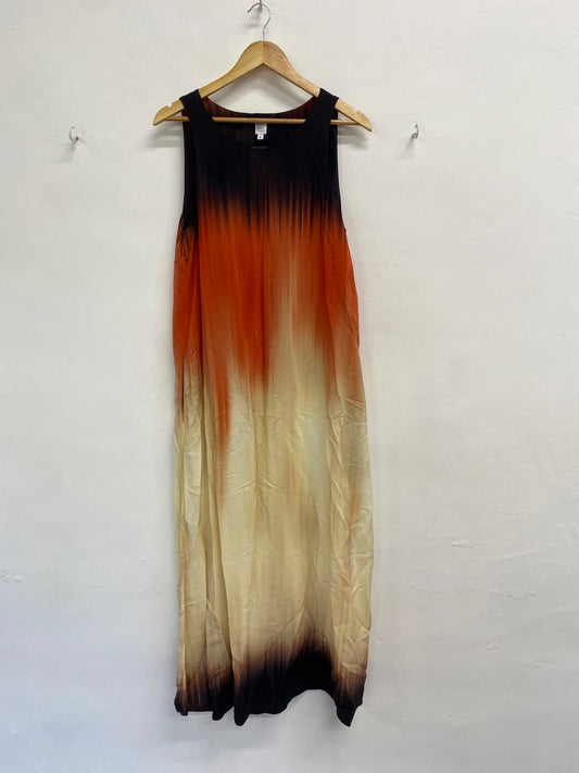 Fabulous John Lewis maxi Dress UK 12 Ombré orange brown EP468