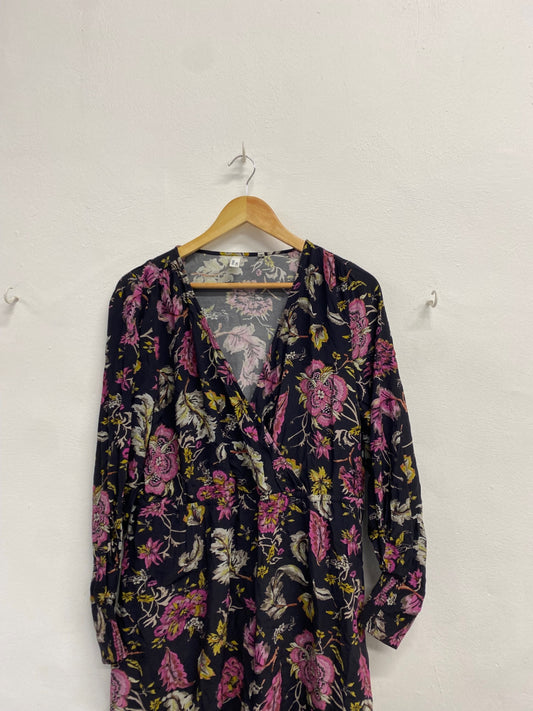 Fabulous And or John Lewis Amelia antique Dress UK 16 Purple black floral EP468
