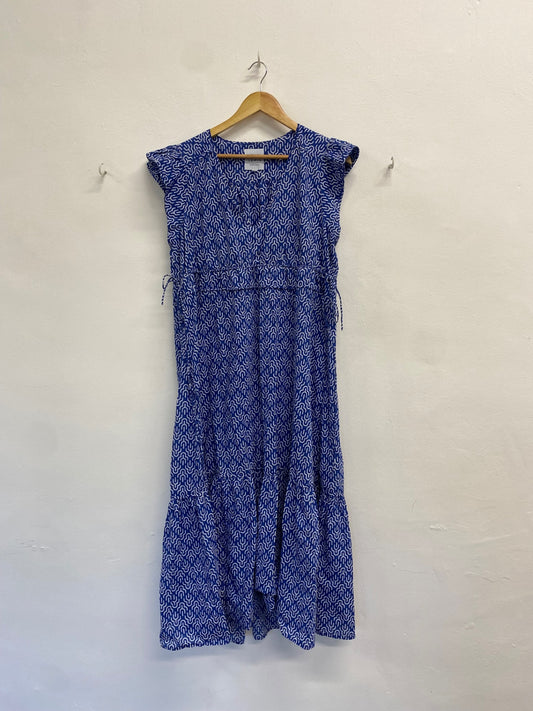 Fabulous John Lewis Dress UK 14 Blue geometric smock EP468