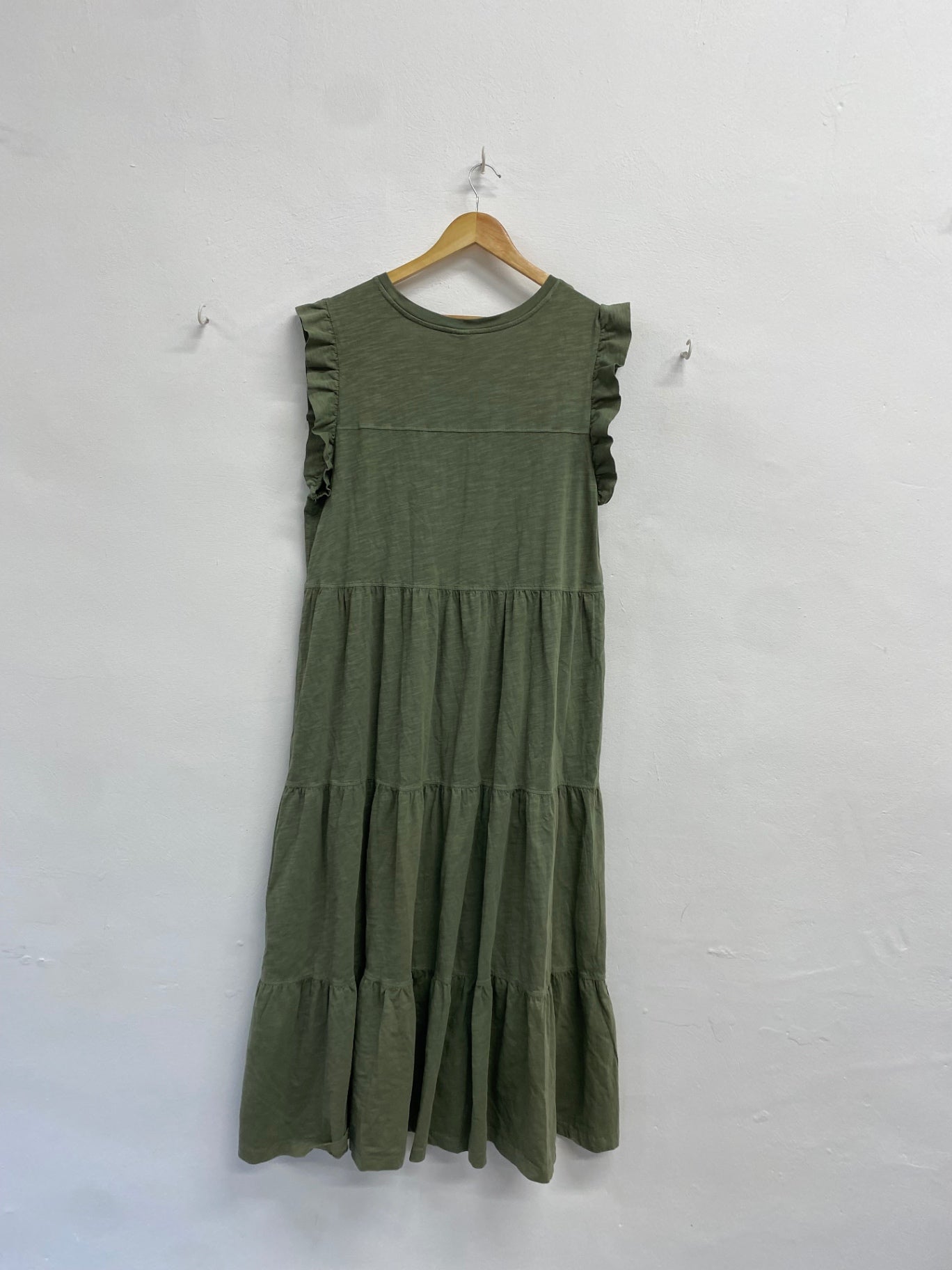 Fabulous And or John lewis tiered Maxi Dress UK 16 Olive green EP468