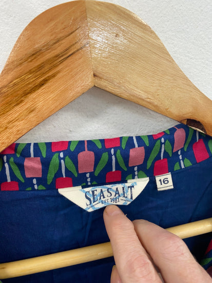 Fabulous Seasalt Cornwall Lottie Tulip Dress Uk16 blue & Pink JC470