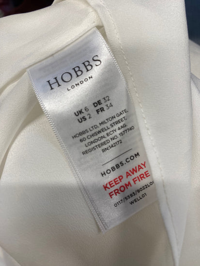 Fabulous Hobbs gardenia pleated Dress Uk 6 White blue botanical KH001