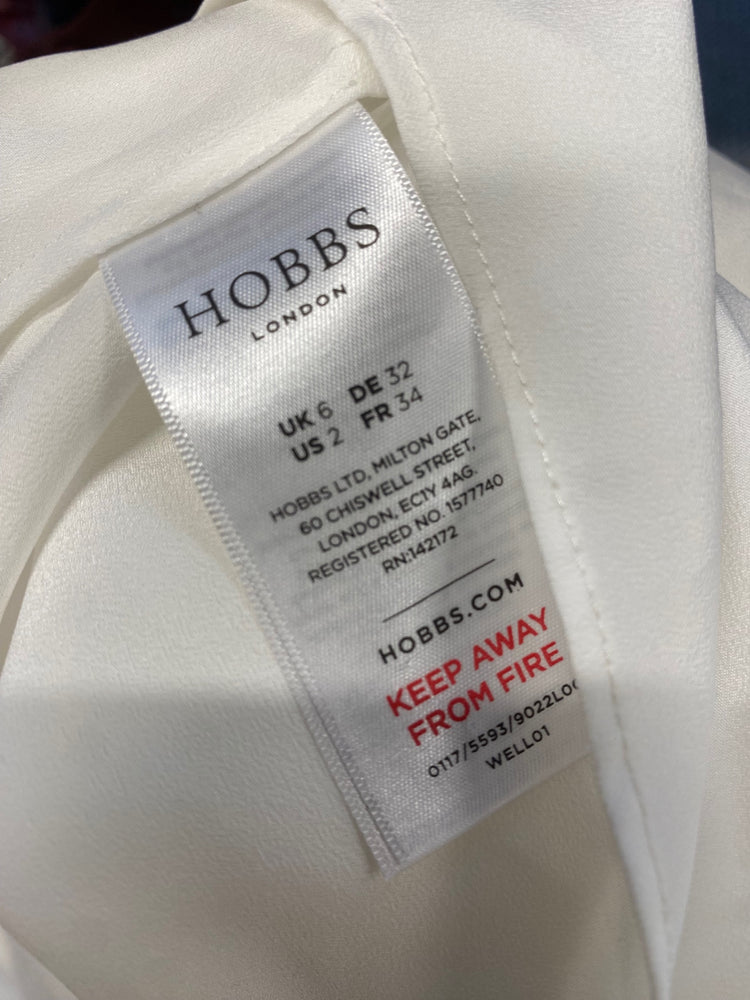 Fabulous Hobbs gardenia pleated Dress Uk 6 White blue botanical KH001