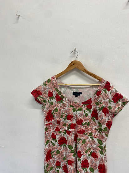 Fabulous Boden Dress UK 18 Pink rose pattern midi JC470