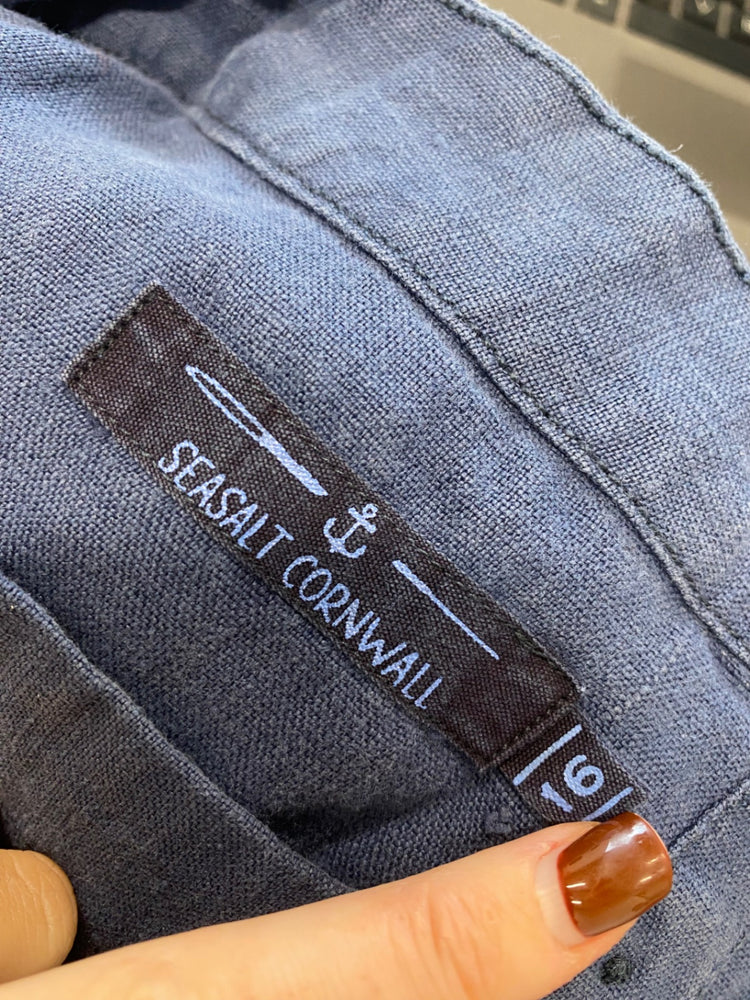 Fabulous Seasalt Cornwall coach house Dress UK 16 Navy linen JC470