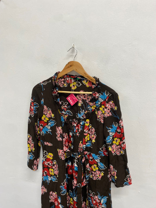 Fabulous Boden Dress UK 16 Brown pink floral JC470