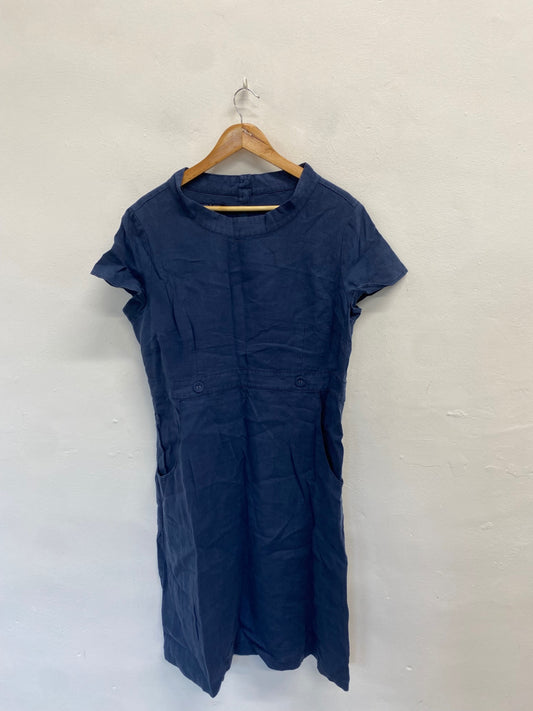 Fabulous Seasalt Cornwall coach house Dress UK 16 Navy linen JC470