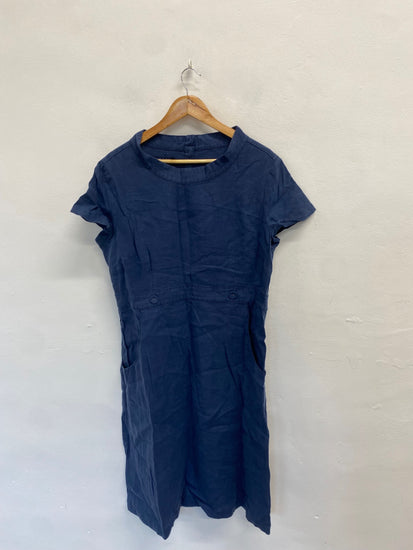 Fabulous Seasalt Cornwall coach house Dress UK 16 Navy linen JC470