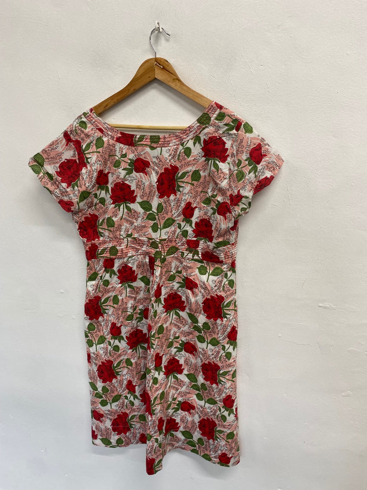 Fabulous Boden Dress UK 18 Pink rose pattern midi JC470