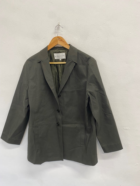 Fabulous JAEGER Blazer UK 14 Khaki longline cottage country JC470