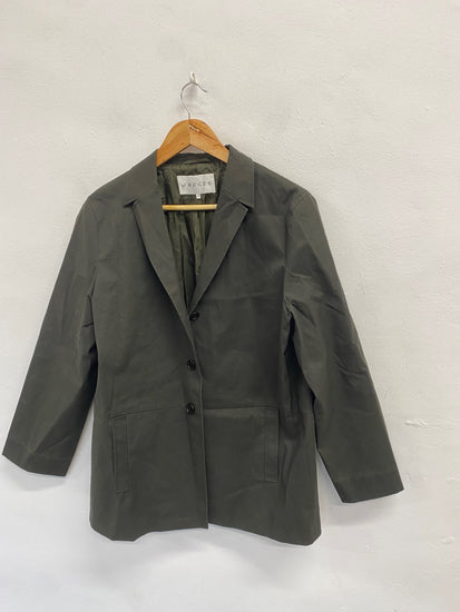 Fabulous JAEGER Blazer UK 14 Khaki longline cottage country JC470