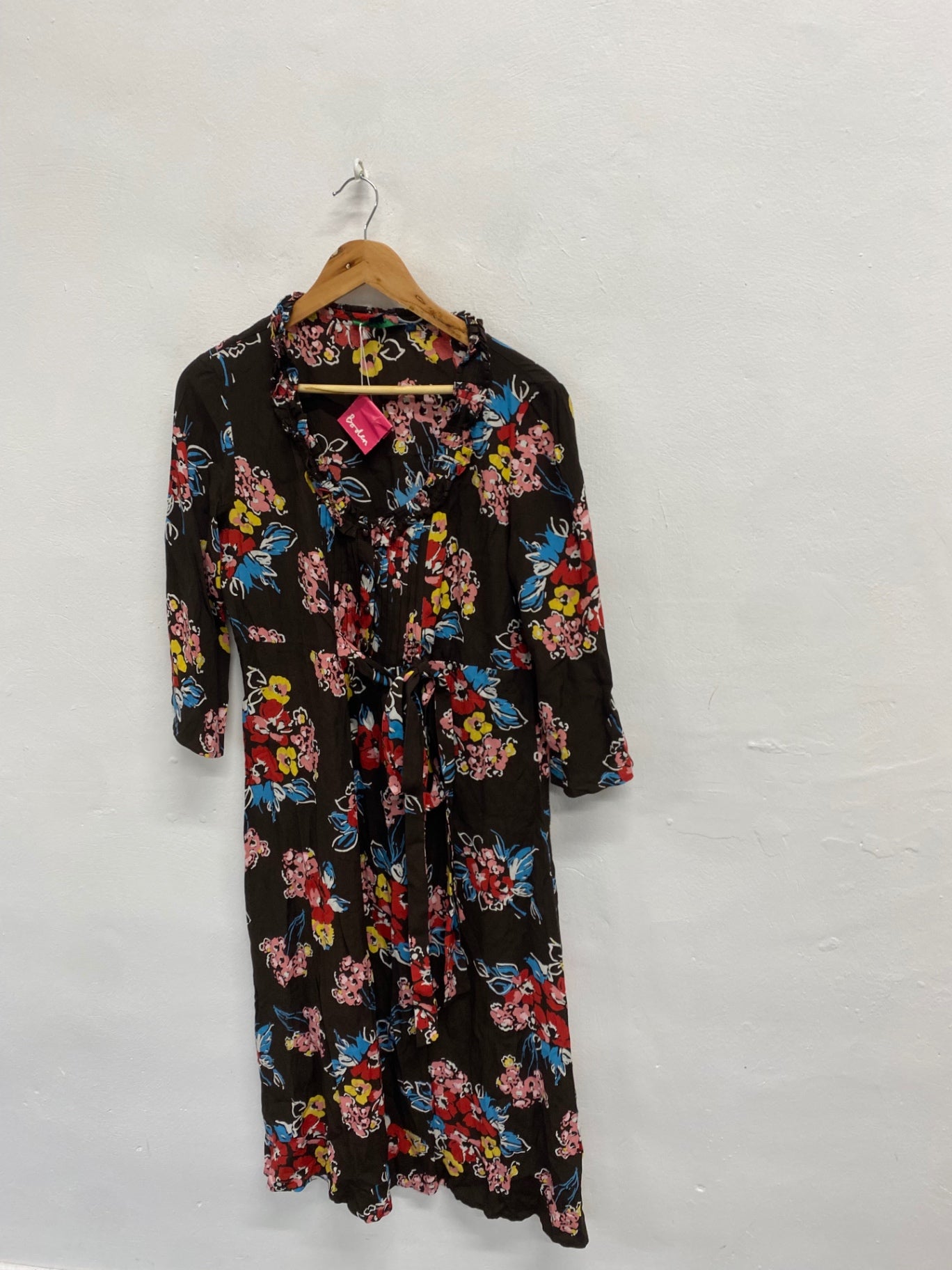 Fabulous Boden Dress UK 16 Brown pink floral JC470