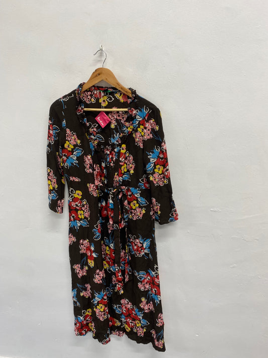 Fabulous Boden Dress UK 16 Brown pink floral JC470