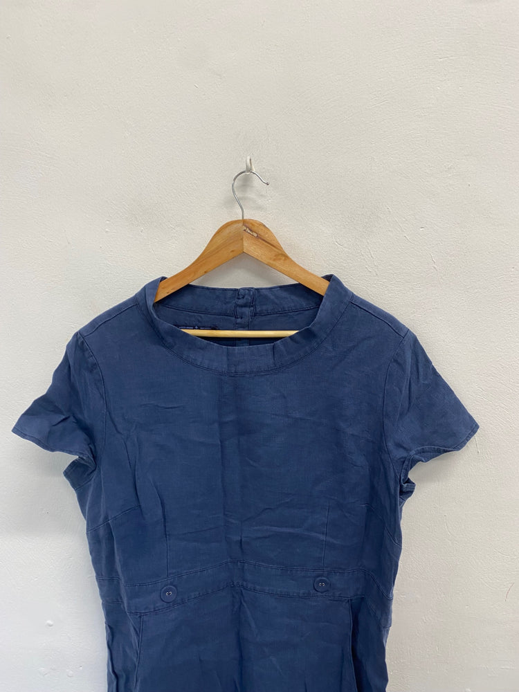 Fabulous Seasalt Cornwall coach house Dress UK 16 Navy linen JC470