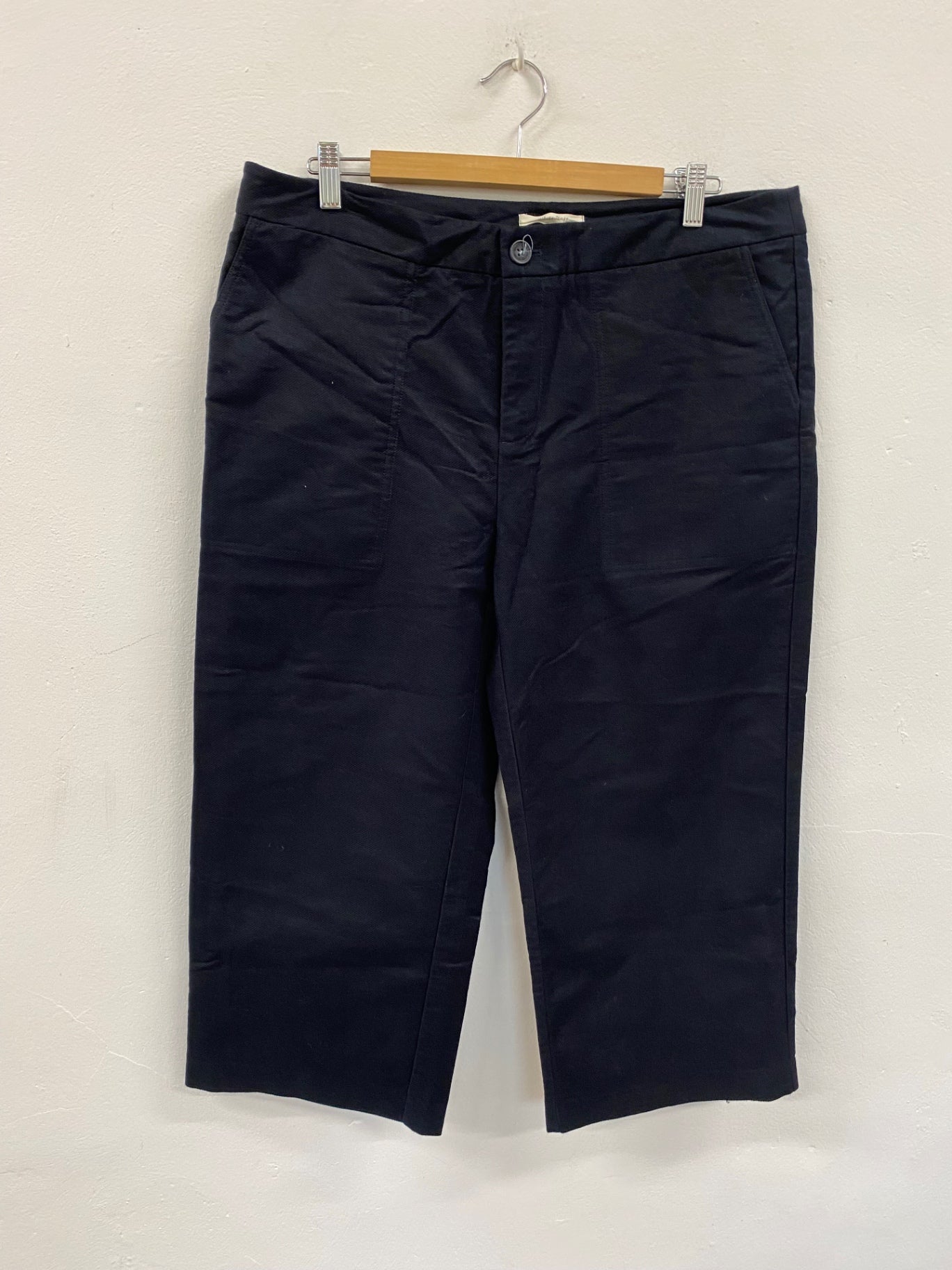 Fabulous White stuff needlecord wide crop Trousers cropped Uk14 Navy cottagecore JC470