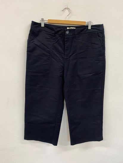 Fabulous White stuff needlecord wide crop Trousers cropped Uk14 Navy cottagecore JC470