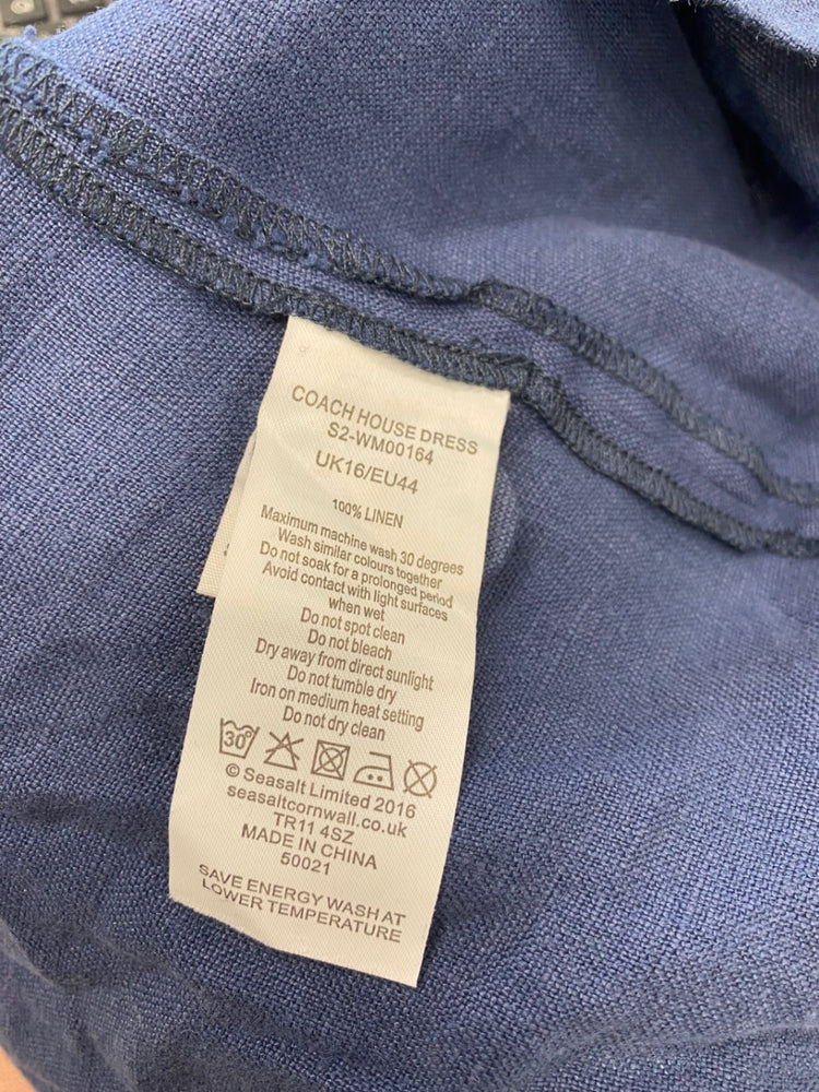 Fabulous Seasalt Cornwall coach house Dress UK 16 Navy linen JC470