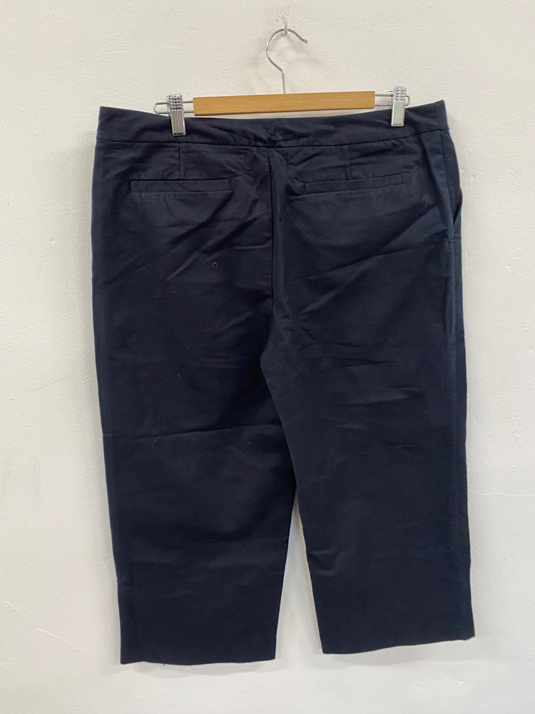 Fabulous White stuff needlecord wide crop Trousers cropped Uk14 Navy cottagecore JC470