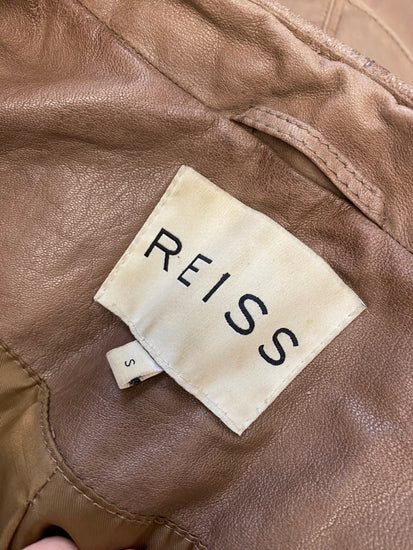 Fabulous REISS milly leather Jacket marked UK S Beige MB472