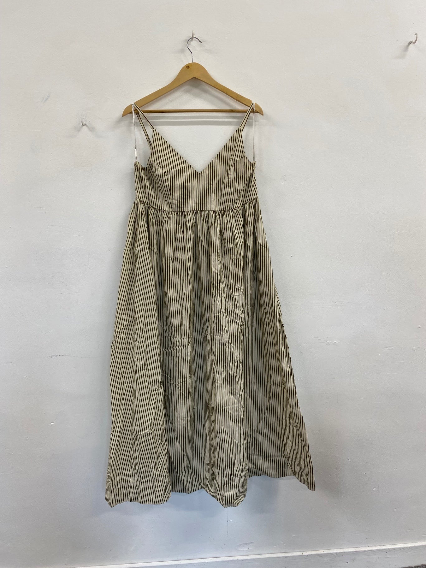 Fabulous Selected Femme striped Maxi Dress UK10 Beige & olive MB472