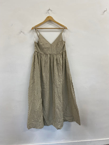 Fabulous Selected Femme striped Maxi Dress UK10 Beige & olive MB472