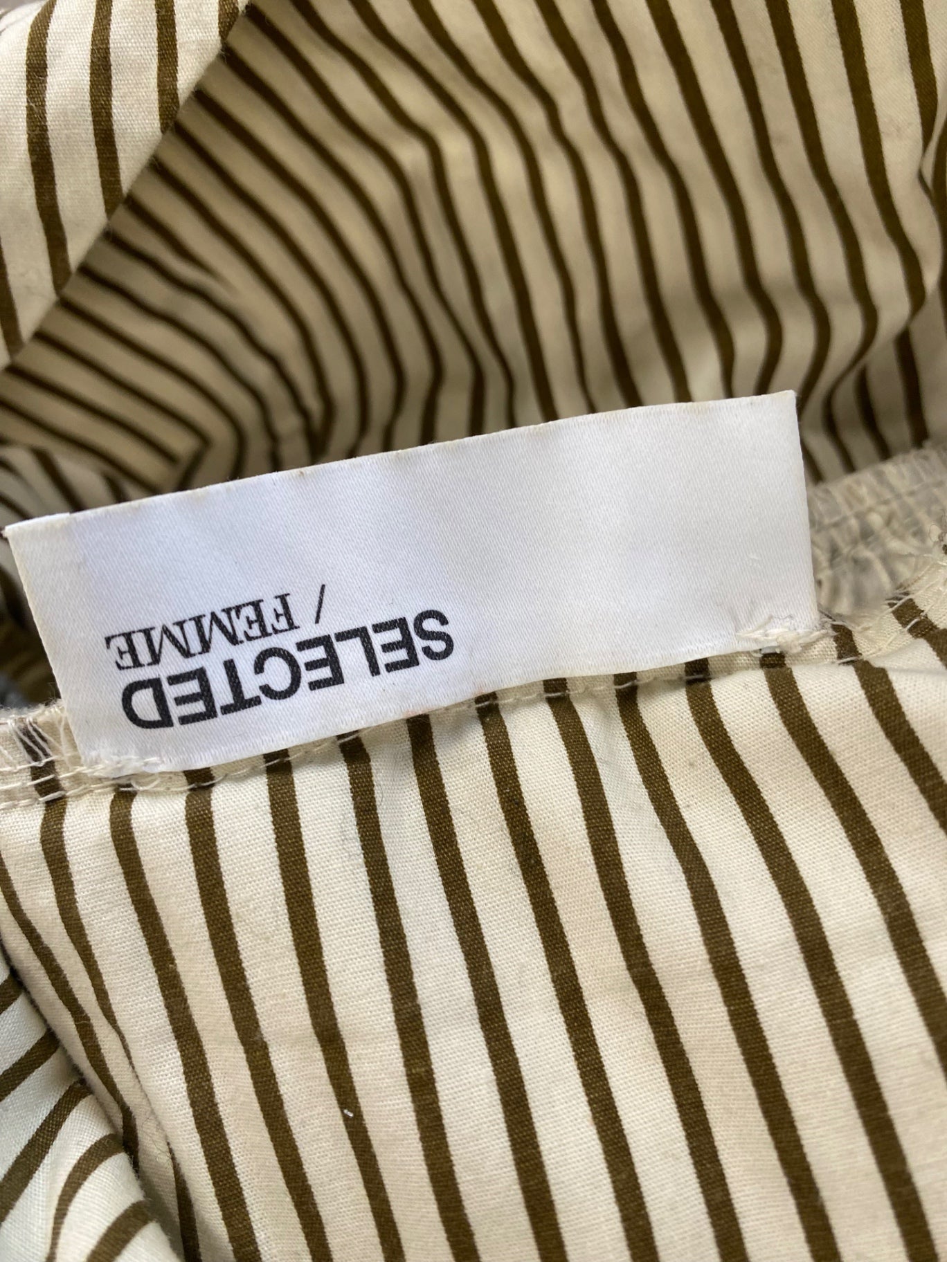 Fabulous Selected Femme striped Maxi Dress UK10 Beige & olive MB472