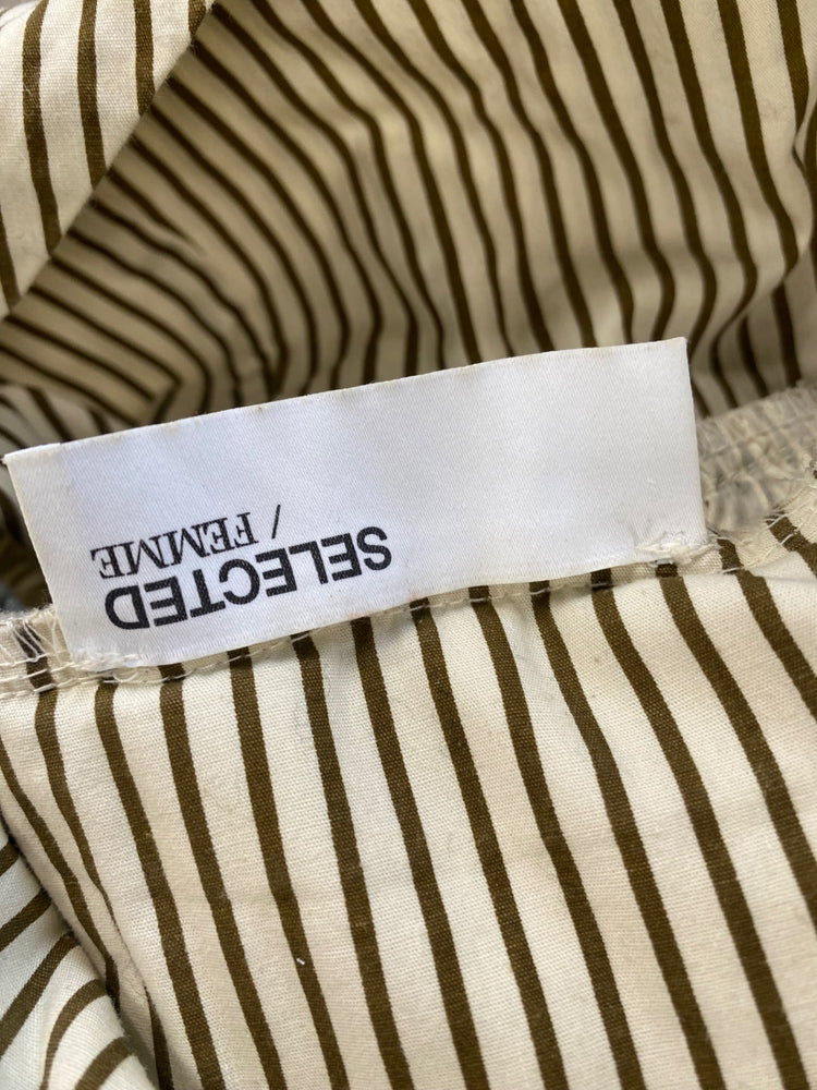 Fabulous Selected Femme striped Maxi Dress UK10 Beige & olive MB472