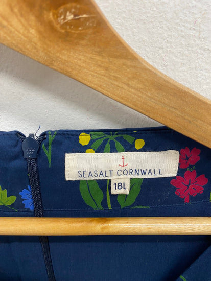 Fabulous Seasalt cornwall seaboard Dress UK 18 long Blue Floral JC470