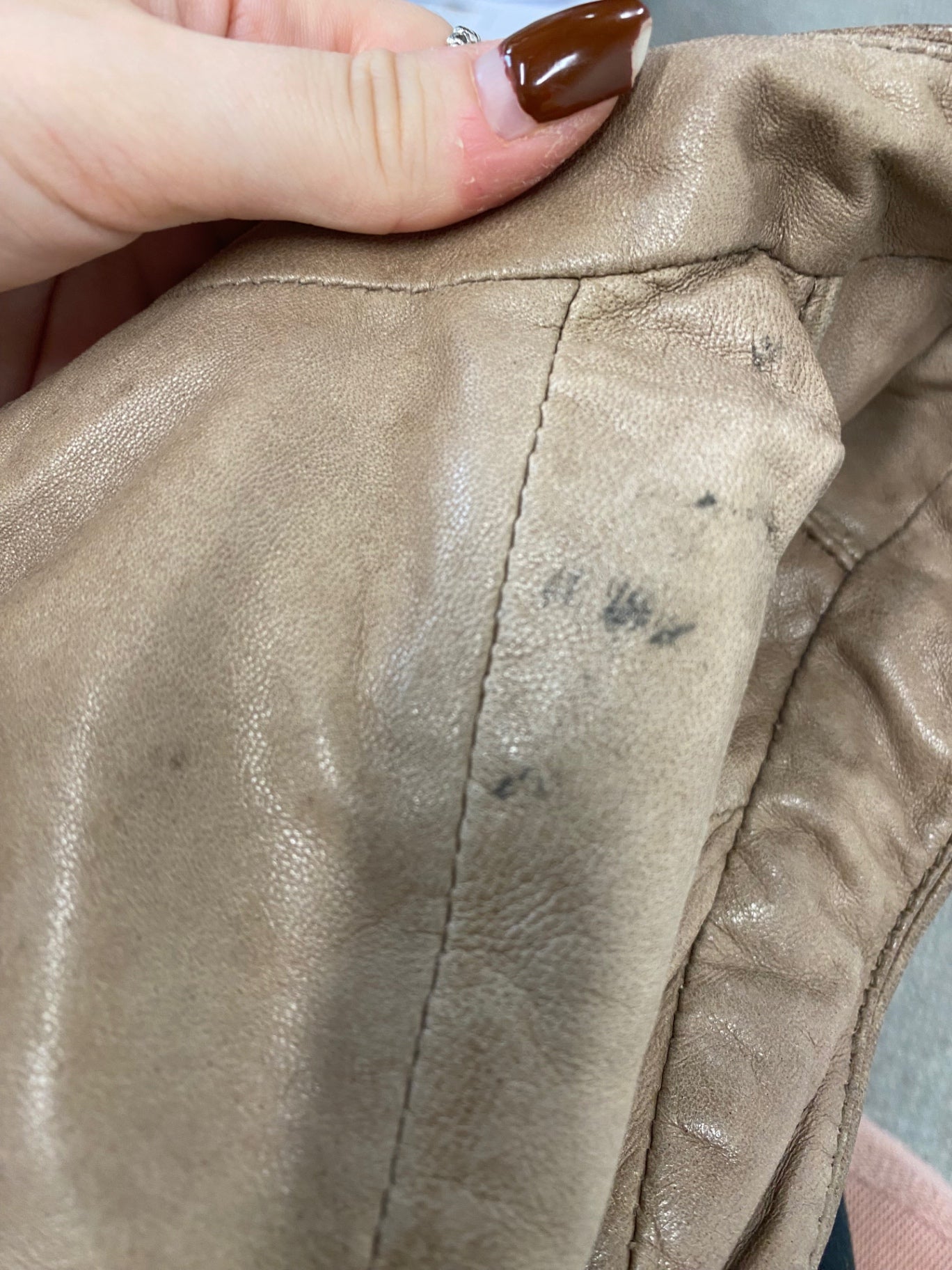 Fabulous REISS milly leather Jacket marked UK S Beige MB472