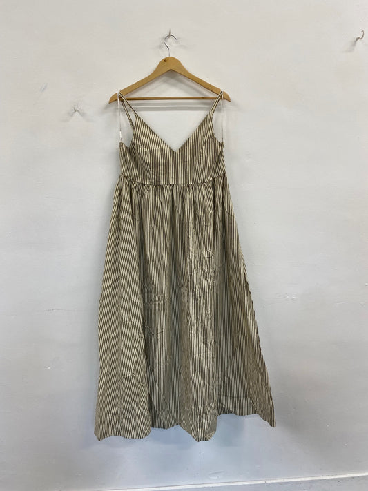 Fabulous Selected Femme striped Maxi Dress UK10 Beige & olive MB472