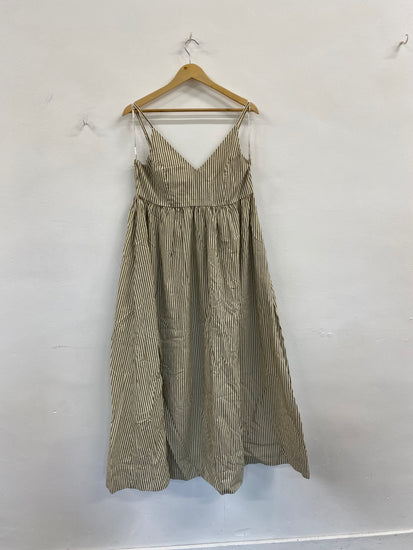 Fabulous Selected Femme striped Maxi Dress UK10 Beige & olive MB472