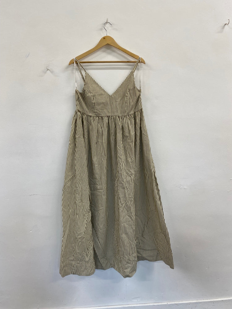 Fabulous Selected Femme striped Maxi Dress UK10 Beige & olive MB472