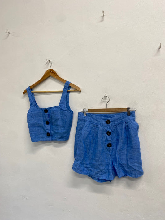 Fabulous Reiss alma Two-piece set linen Uk 10 Blue MB472