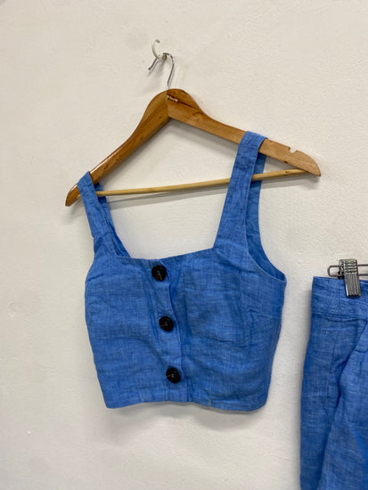 Fabulous Reiss alma Two-piece set linen Uk 10 Blue MB472