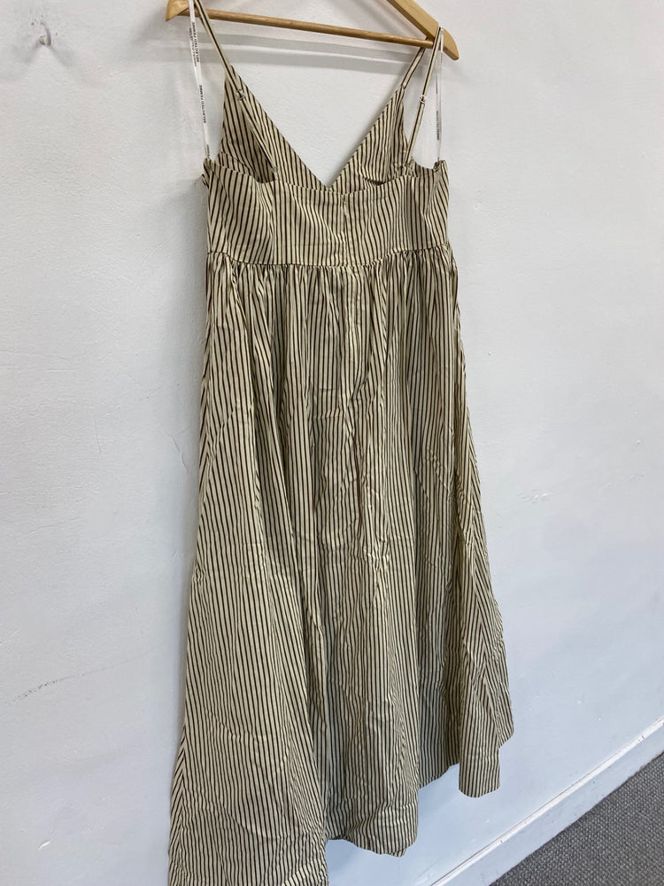 Fabulous Selected Femme striped Maxi Dress UK10 Beige & olive MB472
