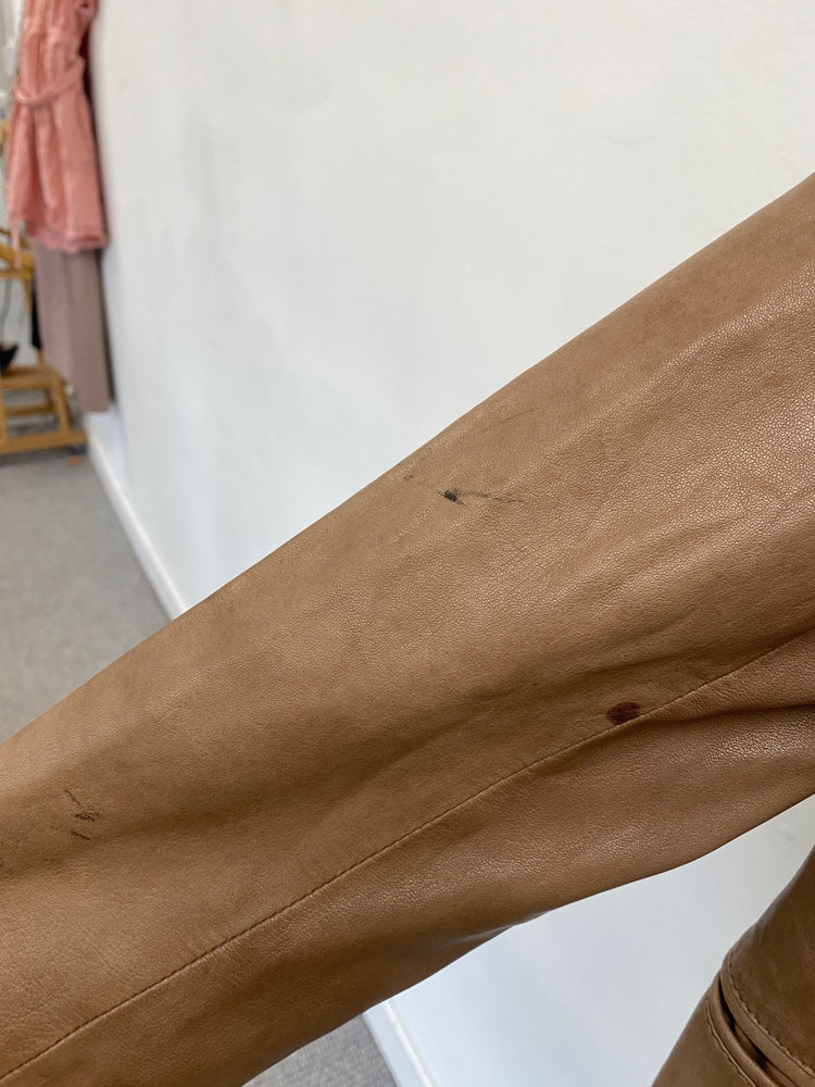 Fabulous REISS milly leather Jacket marked UK S Beige MB472